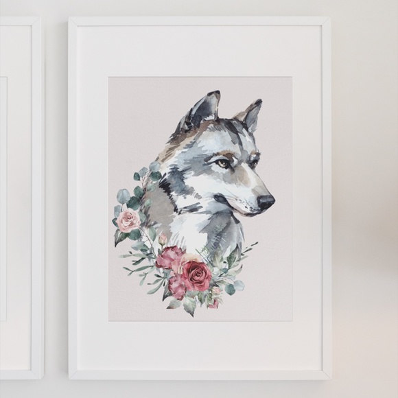 Wall Art Watercolor Wolf Portrait Illustration Print Poster Unframed - Picture 3 of 17